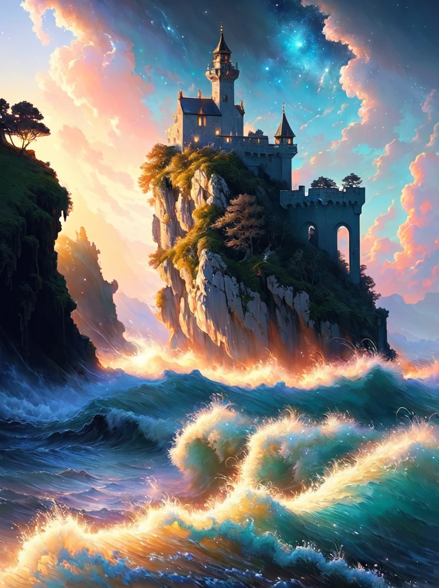 Style-NebMagic, modelshoot style, (extremely detailed CG unity 8k wallpaper), full shot body photo of the most beautiful artwork in the world, majestic nordic fjord with a fairy tale castle, professional majestic oil painting by Ed Blinkey, Atey Ghailan, Studio Ghibli, by Jeremy Mann, Greg Manchess, Antonio Moro, trending on ArtStation, trending on CGSociety, Intricate, High Detail, Sharp focus, dramatic, photorealistic painting art by midjourney and greg rutkowski