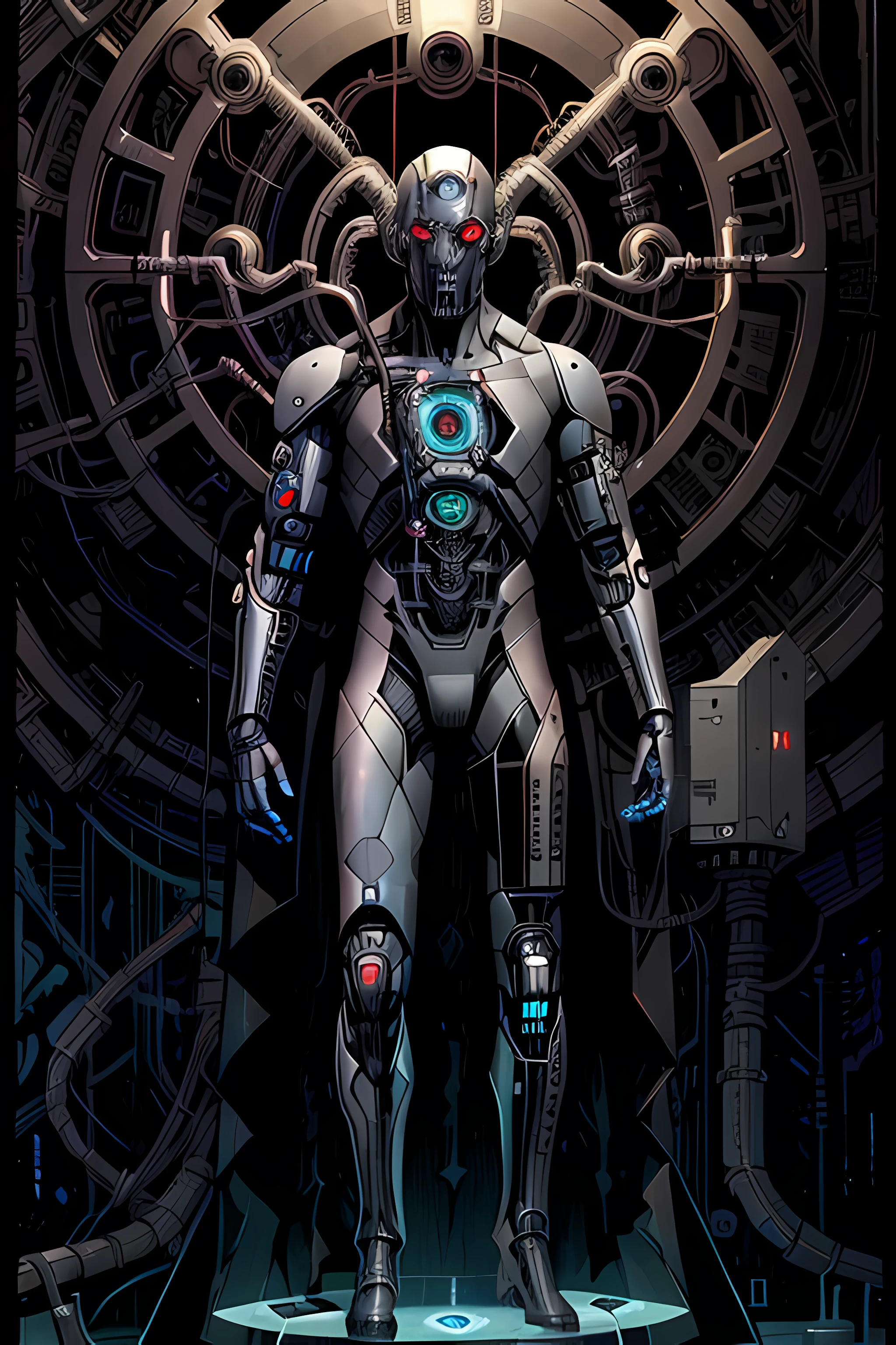 A whirlwind inside the metaverse, guy, male, man, hologram, half body, neurochip, android, cyborg, cyberpunk face <lora:tarot card:0.7>, dangerous depressing atmosphere, intricate, elegant, highly detailed, digital painting, artstation, concept art, smooth, sharp focus, illustration, art by h r giger and greg rutkowski and alphonse mucha, beautiful dramatic lighting, magnetic field, asteroid field