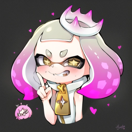 splatoon, pearl, inkling, cute, sfw, peace hand signs, simple background