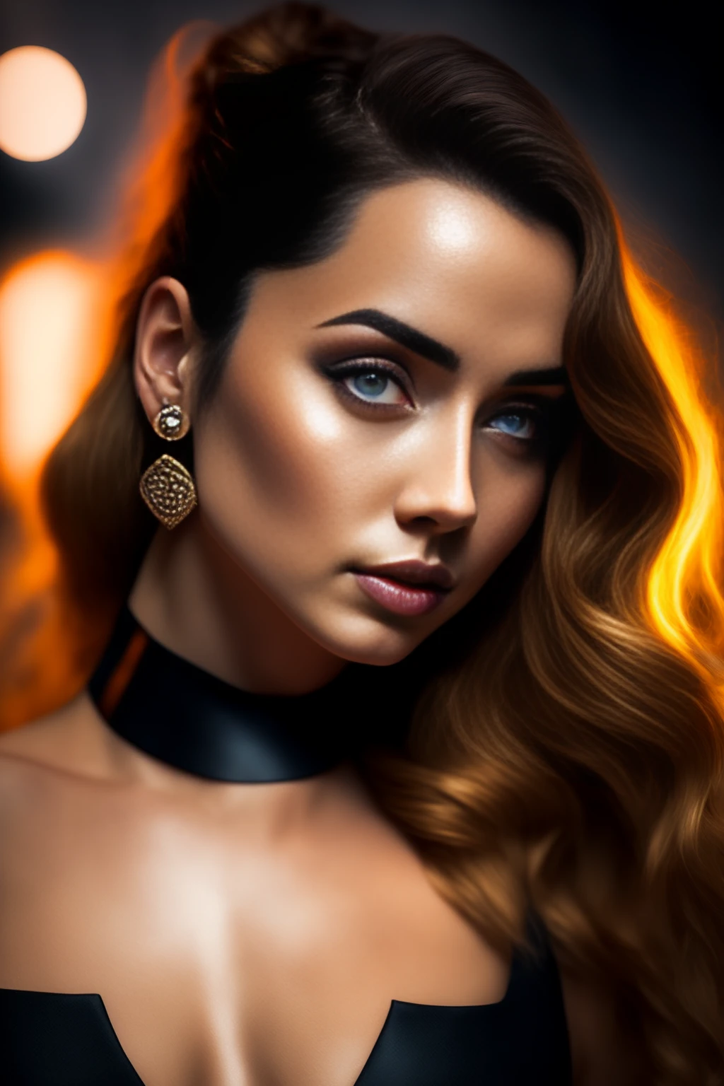 dreamlikeart dreamlikeart a thelab-ada (dreamlikeart, redshift style, analog style:1.1), (copeseethemald style:0.5), (thepit bimbo, glossy), sexy, bimbo, 1girl, solo, , closeup, extreme closeup, looking at viewer, symmetric, centered, pantsuit, business suit, elegant suit, white crop top shirt, shinny skin, oily skin, subsurface skin scattering, shiny skin, choker, earrings, eyelashes, eyeshadow, lips, lipstick, jewelry, makeup, nose, parted lips, navel, beautiful detailed blue eyes, redhead, realistic, photo-realistic, well-lit face, glowing face, face focus, see-through, (night:1.2), dark, scary, dark city, alley, chased, danger, worried, afraid, stressed, building, street lights, detailed background, [(dust particle paint explosion:1.2)::0.11], (secret:0.8),