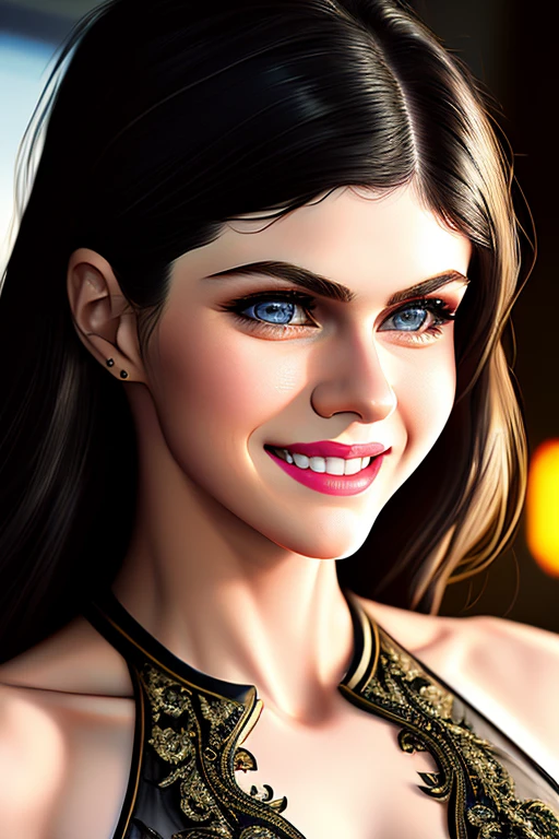 alexandradaddario, Style-Empire, 1girl, corset, cinematic, (portrait), sideface, foreshortening, blonde_hair, breasts, cleavage, full_body, high_heels, long_hair, solo, depth_of_field, outdoors, realistic, photo_\(medium\), photorealistic, (ultra-detailed:1.2), ((high ornamented dress)), detailed light, HDR, Empire_dress, (beaming smile:1.5)