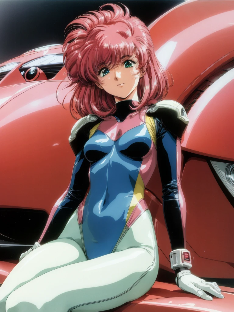 <lora:urushisato_v15:1.3> (urushisato:1.0),
smiling, 1980's and 1990's sexy k-pop idol in skinsuit, aqua eyes, pink (big hair:1.2), sitting inside mecha powered-armor, toshiba yamaha sony product designs, vintage electronics, neutral haze background, high detail, chrome