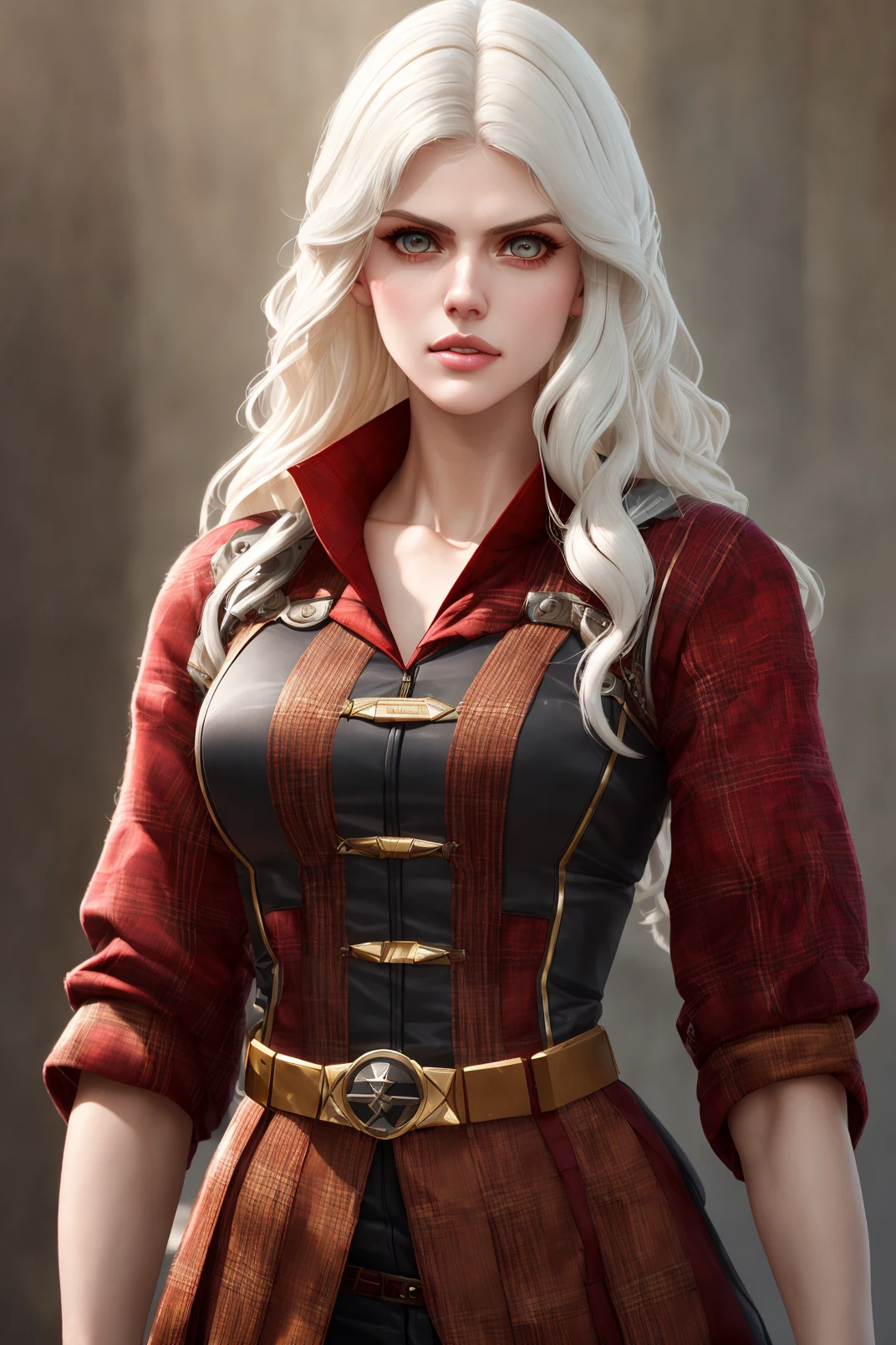 Alexandra Daddario, 1girl, solo, lumberjack, white hair, amber eyes, detailed face, sexy,
masterpiece, professional, high quality, beautiful, amazing, sci-fi, cgsociety, Gambeson, closeup, extreme closeup,
photoshoot, 4k, realistic, detailed background, sophisticated,