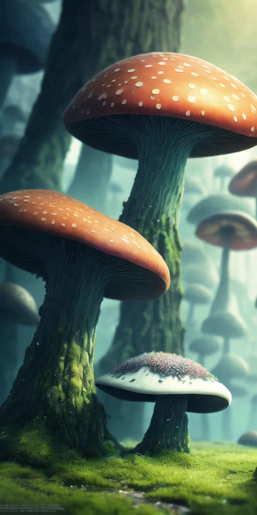 Analog style, ChromaV5, nvinkpunk,(extremely detailed CG unity 8k wallpaper), A Landscape of a murky and ominous big mushroom house, the water is still and dark, moss, thick mist hangs in the air, the feeling of unease is palpable, oil paiting, award winning photography, Bokeh, Depth of Field, HDR, bloom, Chromatic Aberration ,Photorealistic,extremely detailed, trending on artstation, trending on CGsociety, Intricate, High Detail, dramatic, art by midjourney