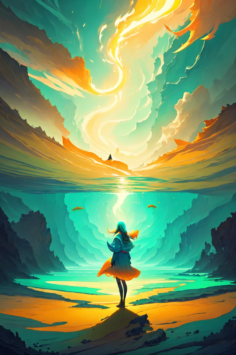 good woman standing in a (bioluminescent:1.35) ocean, (biofluorescence), (Biofluorescent Fish:1.2), (vibrant, colourful, color,:1.4), (glowing, glow), under water, seabed, school of fish, <lora:doortoinfinity:0.6> <lora:pastelmixInspiredV5_v5:0.5>, masterpiece, best quality, absurdres, highres, original, extremely detailed wallpaper, extremely detailed CG, 8k, (color), trending on artstation, cgsociety, pixiv, highly detailed, award winning, (beautiful composition, coherent:1.3), perfect composition, perfect lighting, cinematic lighting, intricate, (symmetrical:0.65), (god rays:0.3), whimsical, by anton fadeev and RHADS