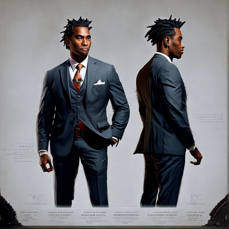 21CharTurnerV2 character turnaround of Native american man in a business suit, full body, standing, same outfit
