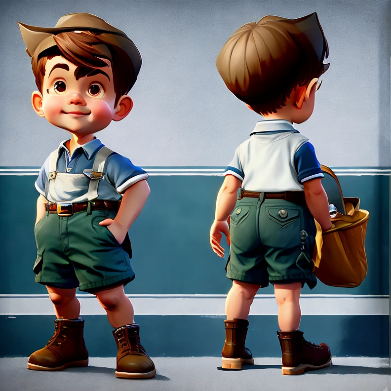 21CharTurnerV2 character turnaround of young boy as a paperboy, cute adorable , full body, standing, same outfit