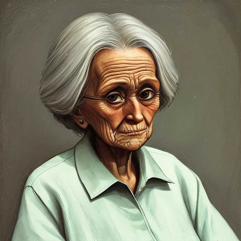 a portrait of a old woman, +