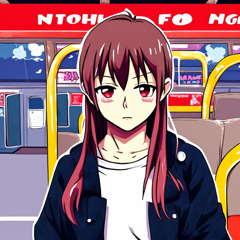 an old fashioned portrait of a teen posing for the camera in a bus station, Anime512