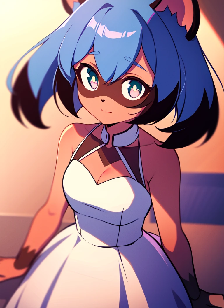 furry raccoon, 1girl, solo, raccoon ears, two-tone hair, (high quality), high res, detailed eyes, detailed shadows, jacket only