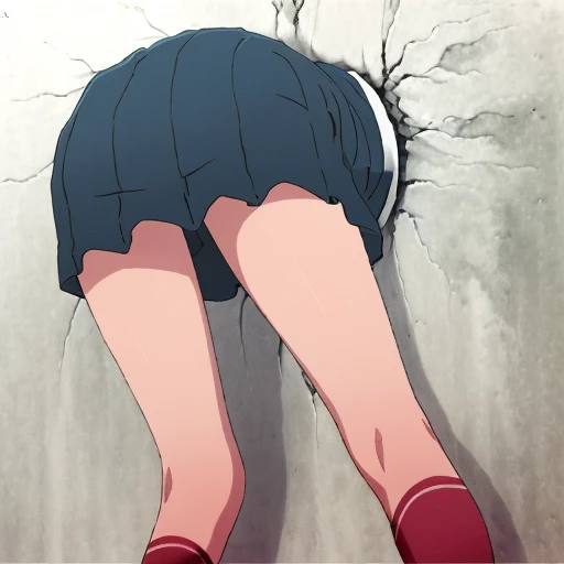 Trapped_In_Wall, Stuck in wall, girl, solo, <lora:Trapped_In_WallV_Behind:0.8>