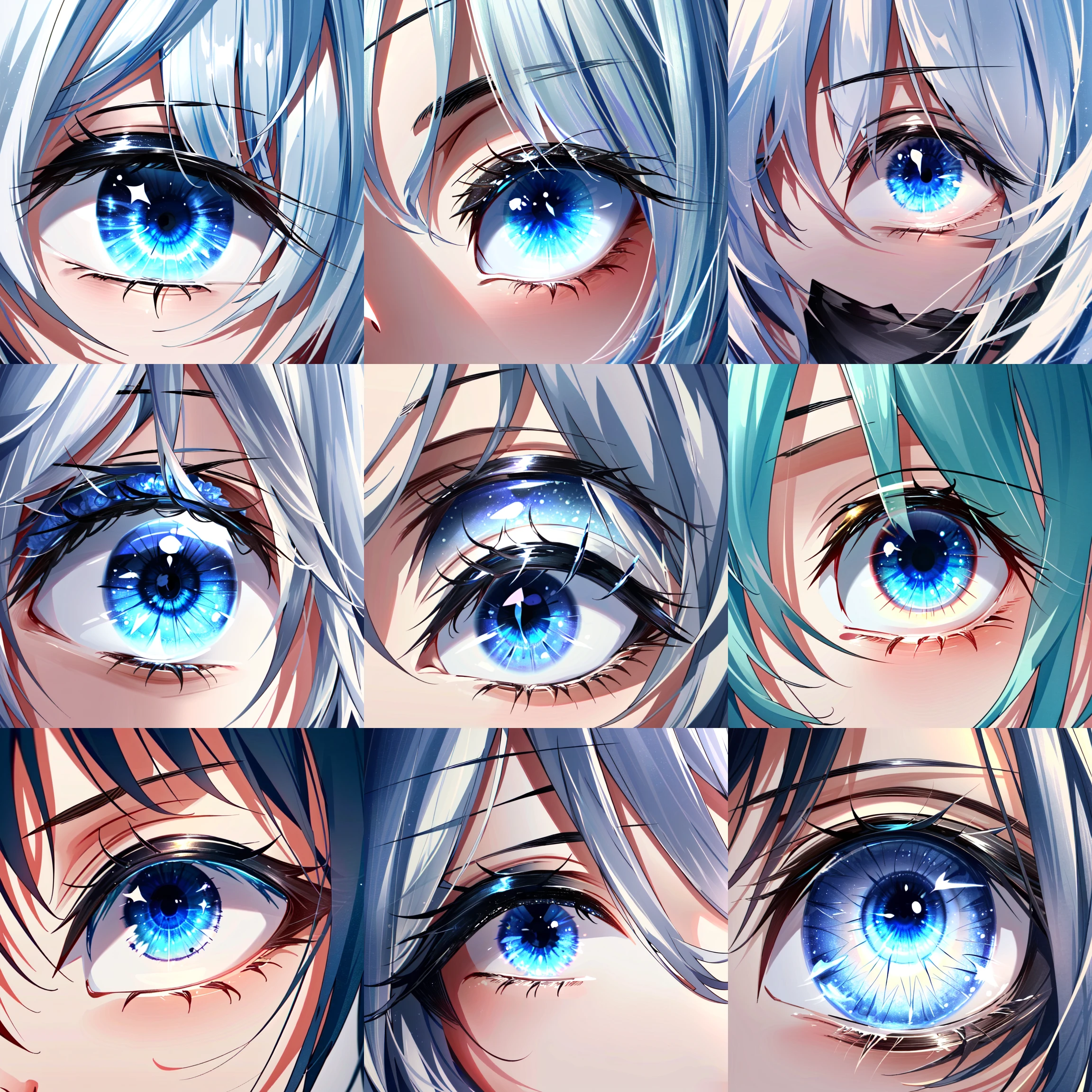 <lora:EyesGen:0.4> Masterpiece, best quality, blue eye, 1girl, close up eyes, looking a viewer, intricate iris, 1 eye, (eyesgen:1.5)