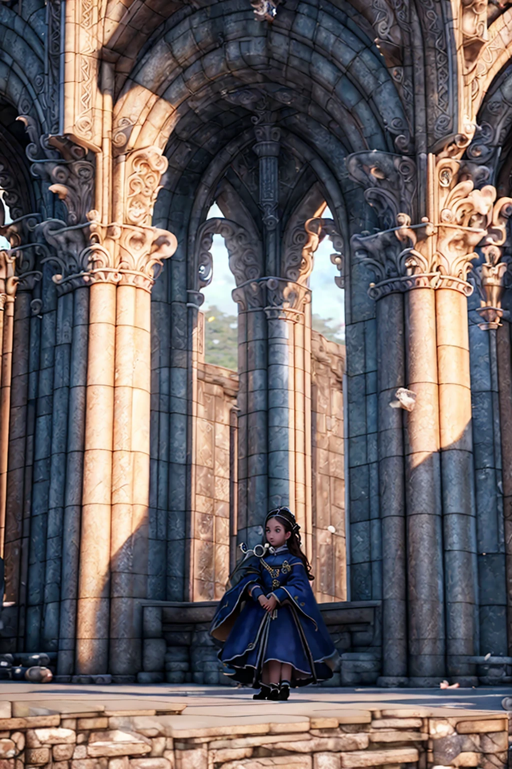 Intricately detailed professional photograph (beautiful girl royal princess:1.6) luxurious fantasy castle arch column stone walls, (masterpiece) (best quality) (detailed) (8k) (HDR) (wallpaper) (cinematic lighting) (sharp focus) (intricate) Game of Thrones (Style-HogLegacy2:1.1) <lora:AtoZovyaRPGLora1:1>