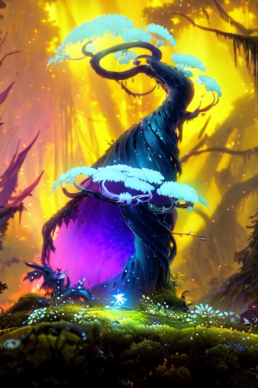 <lora:S1-Ori-ArtStyle_DreamLike-000012:1>,by Pino Daeni, by Ruan Jia, by Alayna Lemmer, by Carlo Galli Bibiena,
[spirit tree], yellow green and light magenta sky, starry, forest with blue ocean and glowing plant,
(Ori and the Blind Forest), (Ori and the Will of the Wisps), 2D game, digital art,
realistic proportions, sharp focus, (HDR), (8k), (gigapixel), ((masterpiece))