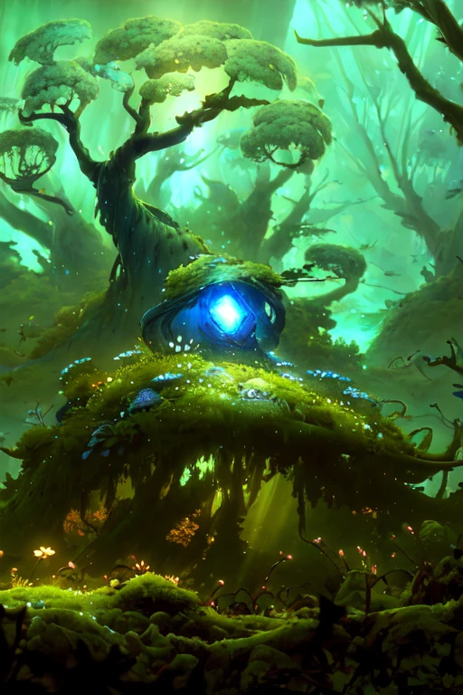 <lora:S1-Ori-ArtStyle_DreamLike-000008:1>,by Pino Daeni, by Ruan Jia, by Alayna Lemmer, by Carlo Galli Bibiena,
[spirit tree], sky blue and olive green sky, starry, forest with blue ocean and glowing plant,
(Ori and the Blind Forest), (Ori and the Will of the Wisps), 2D game, digital art,
realistic proportions, sharp focus, (HDR), (8k), (gigapixel), ((masterpiece))