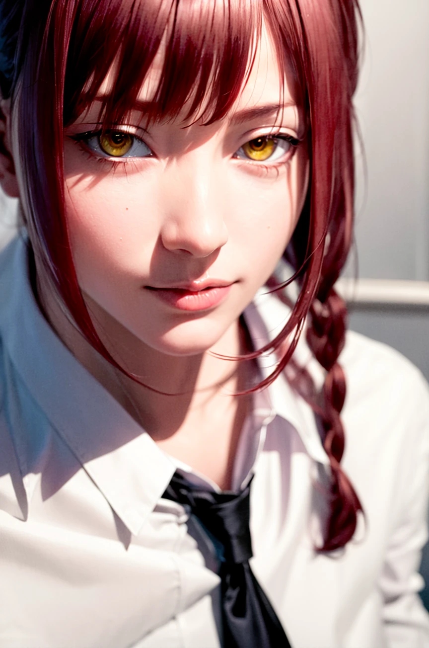 masterpiece, (photorealistic:1.4), best quality, beautiful lighting,
, makima \(chainsaw man\), (red hair)+(long braided hair)+(bangs), yellow eyes, golden eyes, (ringed eyes), (white shirt), (necktie),
RAW photo, 8k uhd, film grain <lora:makima_offset:1>