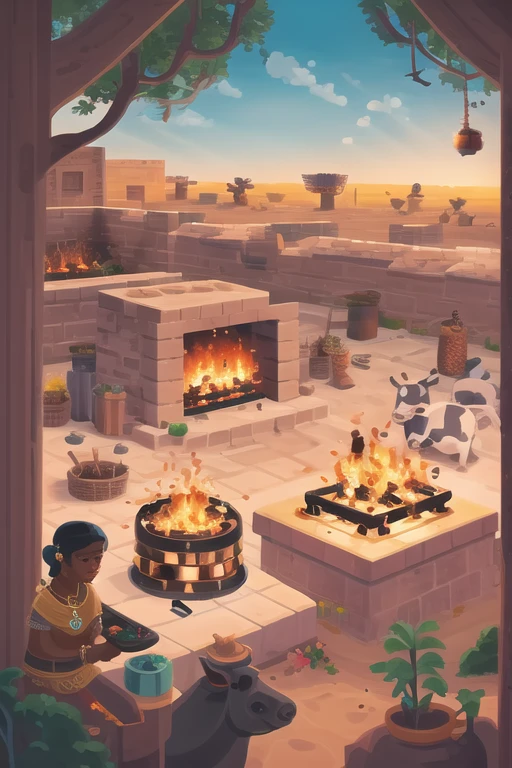 <lora:S2-Kurzgesagt-000008:1>,
civilization,people,cow,furnace,tree,day,sky,cloud,
vector art, Kurzgesagt, sharp focus, (HDR), (8k), (gigapixel), ((masterpiece))