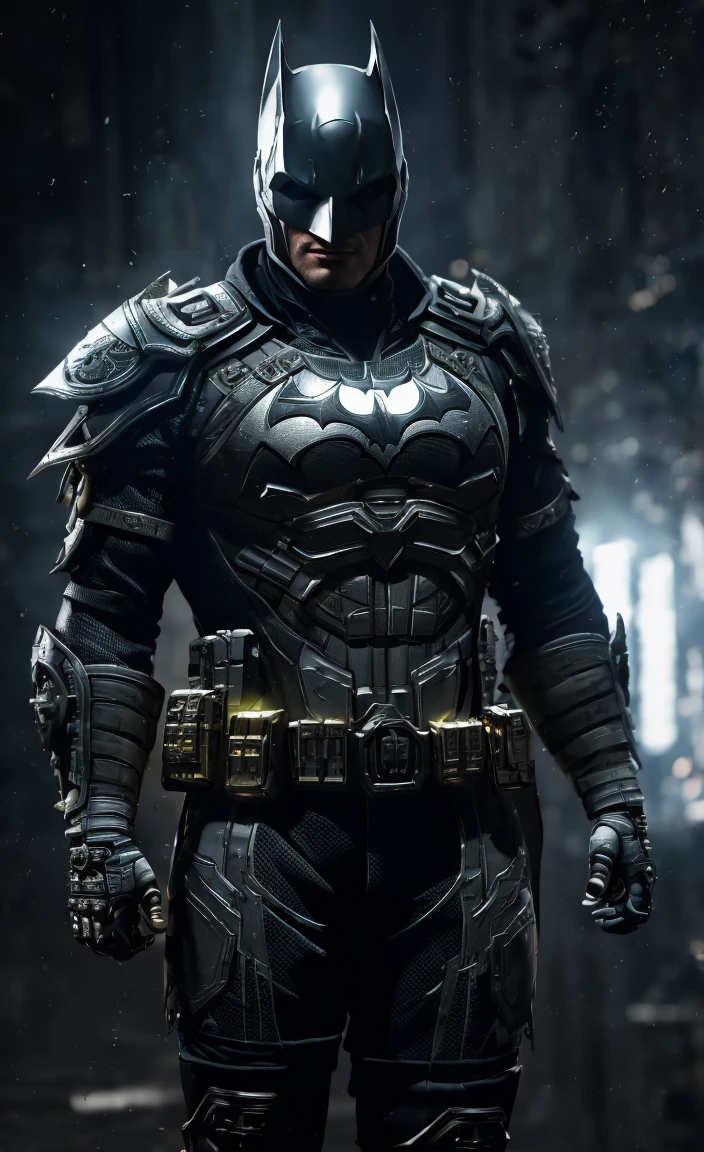 3d render of a highly detailed [Batman|Cyborg] wearing cybernetics and intricate detail armor with armored plates, hdr, 8k, subsurface scattering, specular light, highres, octane render, ray traced