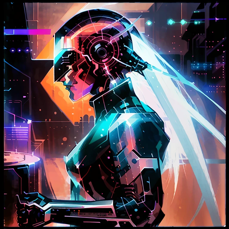 a woman, female, long hair, looking at viewer, upper body portrait, face center frame, (front view:1.2), cinematic camera angle, cinematic lighting, poster <lora:tarot card 512x1024:1>, (magent color hair color:1.1). (full body cybernetics:1.1), matrix, robots, army, the war, singularity
