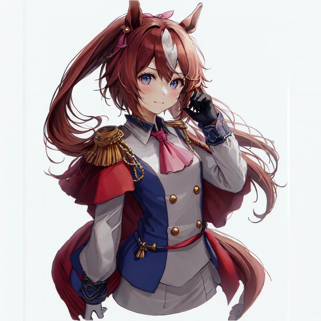 ((masterpiece, best quality)),1girl,horse ears,(portrait), white background,
