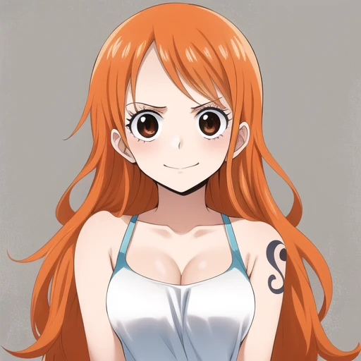 nami, masterpiece, best quality, 1girl, looking at viewer, 
orange hair, long hair, brown eyes,
one piece,
solo,<lora:nami2-000008:1>