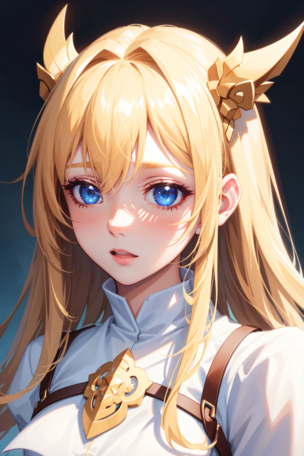 best highres, best highest quallity, illustration, cinematic light, ultra detailed, detailed face, {detailed eyes}, {realistic eyes}, best quality, hyper detailed, masterpiece, (detailed_face), highest details, luminous_eyes, medium breats, white horns, white clothes,