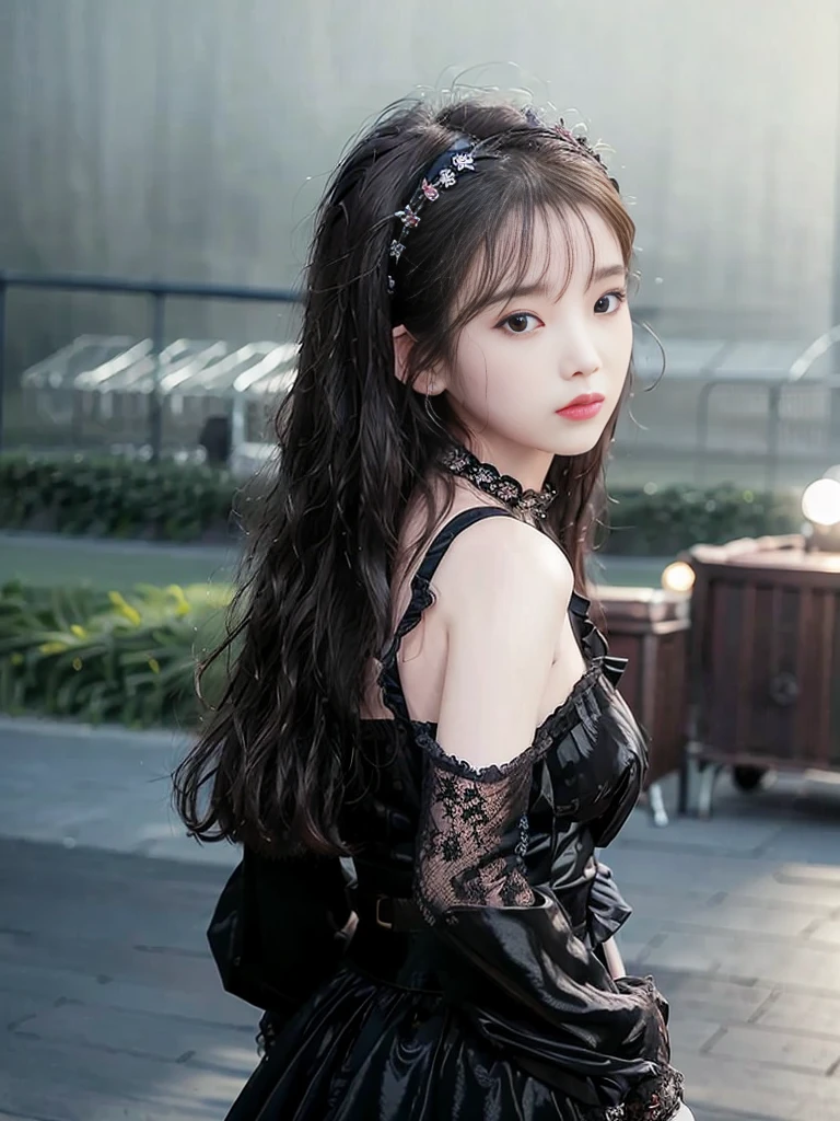 photorealistic, long_hair, realistic, solo, photorealistic, best quality, ultra high res,1girl,
outdoor, amusement park, colorful, joyful expression, long hair, ponytail, cute headband, looking back over shoulder, amusement park rides and attractions in background, night time setting,
1girl,
beautiful, masterpiece, best quality, extremely detailed face, perfect lighting, 1girl, solo,
best quality, ultra high res, photorealistic,
ultra detailed,
masterpiece, best quality, iu1, <lora:iuv2:0.9>