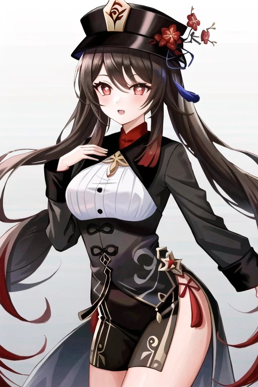 masterpiece, best quality,
1girl, hu tao (genshin impact), hat, red eyes, twintails, brown hair, solo, symbol-shaped pupils, long hair,bangs, formal outfit <lora:hutao_v2:0.7>