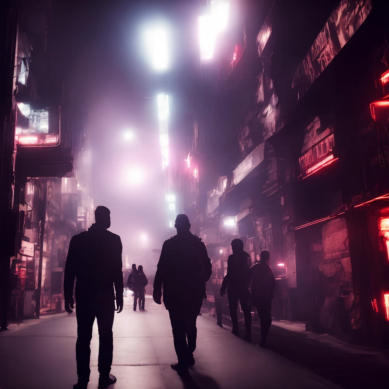 photo, [scifi|steampunk|cyberpunk] Cloudy, lensflares, neon lights, fog, cyberpunk cinematic, cyberpunk shopping district, cyberpunk people walking, street gangs standing <lora:johnsondesuv15-320-e1:0.6>