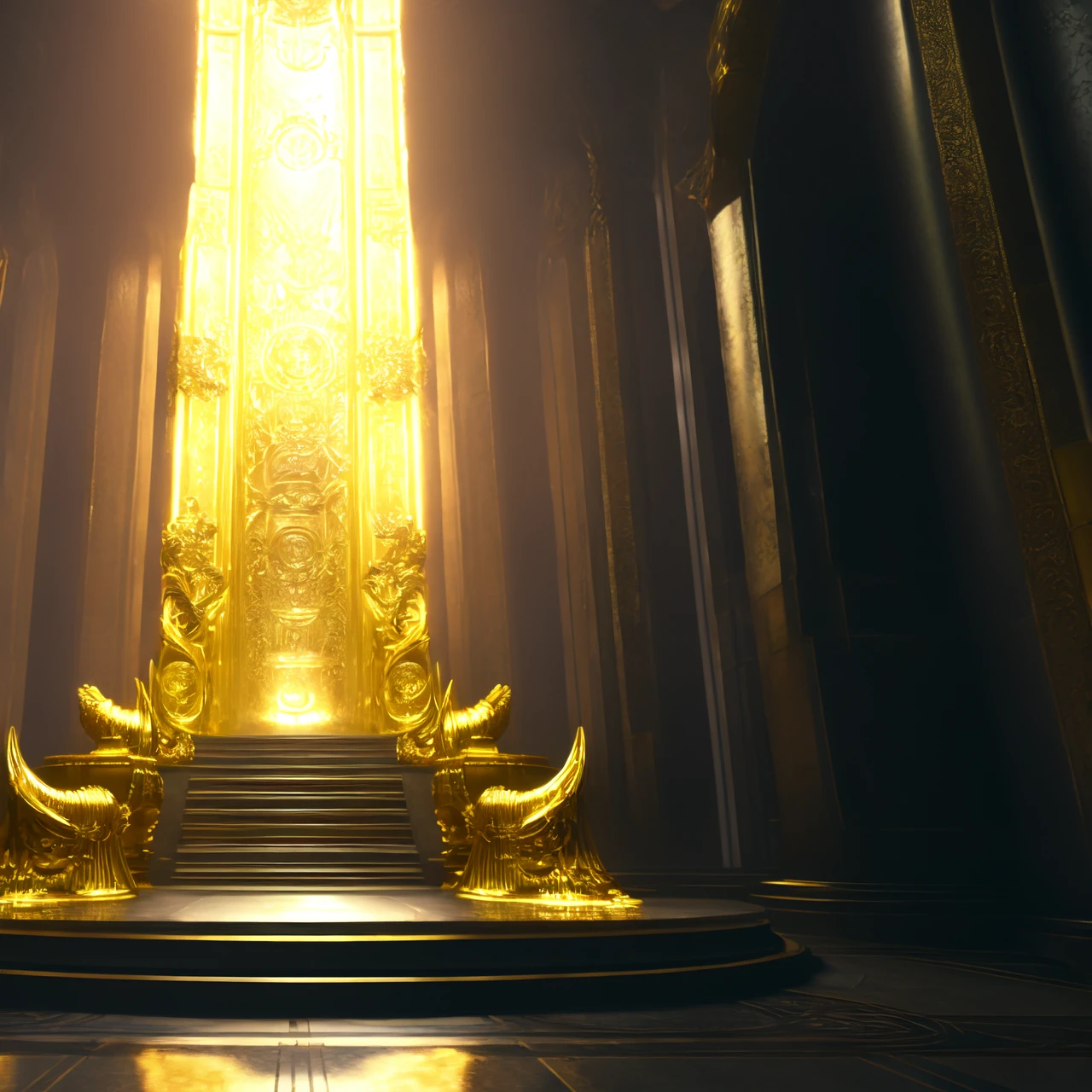 photo, [scifi|steampunk|cyberpunk] floor mist, establishing, hyperdetailed golden environment, hyperrealism, octane render, defuse light, high detail, 8k,   Light Shafts, imperium of man, warhammer 40k, The God Emperor of Mankind Sitting on the Golden Throne,   <lora:johnsondesuv2-256-e1:0.6>