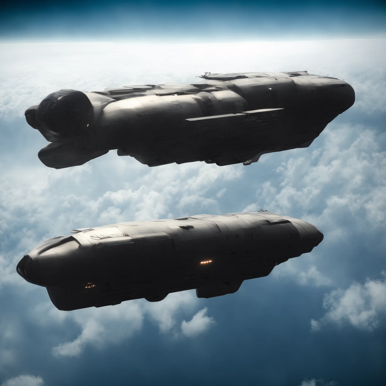 photo, [scifi|fantasy] futuristic Airship above clouds <lora:johnsondesuv15-320-e1:1>