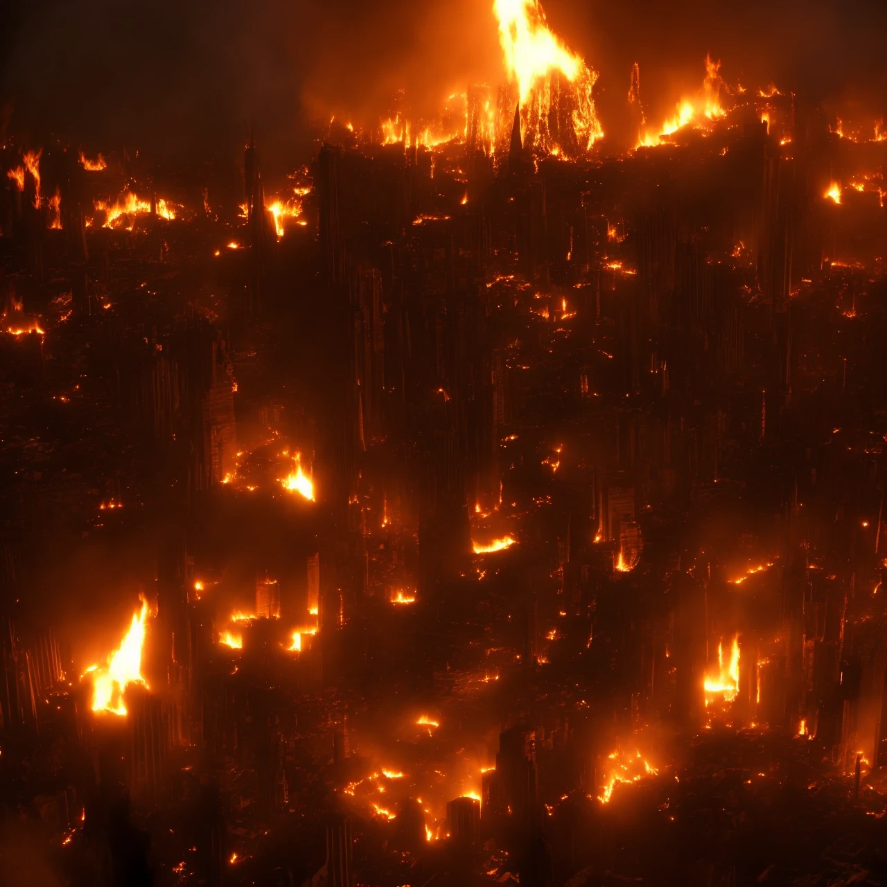photo, [steampunk|cyberpunk] a City in the clouds on fire, Demons from Hell attack! <lora:johnsondesuv15-320-e1:0.6>