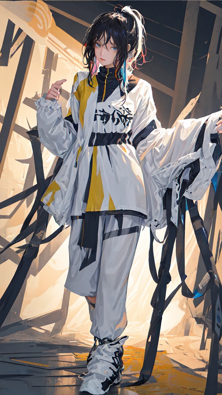 (masterpiece), (best quality), (ultra detailed),(disheveled hair),(illustration),(dynamic angle), (1girl), (Fashionable clothing), standing,Fashion model,looking at viewer, (interview), (simple background),,beautifuldetailedeyes,delicate beautiful face,Floating,(high saturation),(colorful splashes),colorful bubble,(shining),(realistic:1.2)