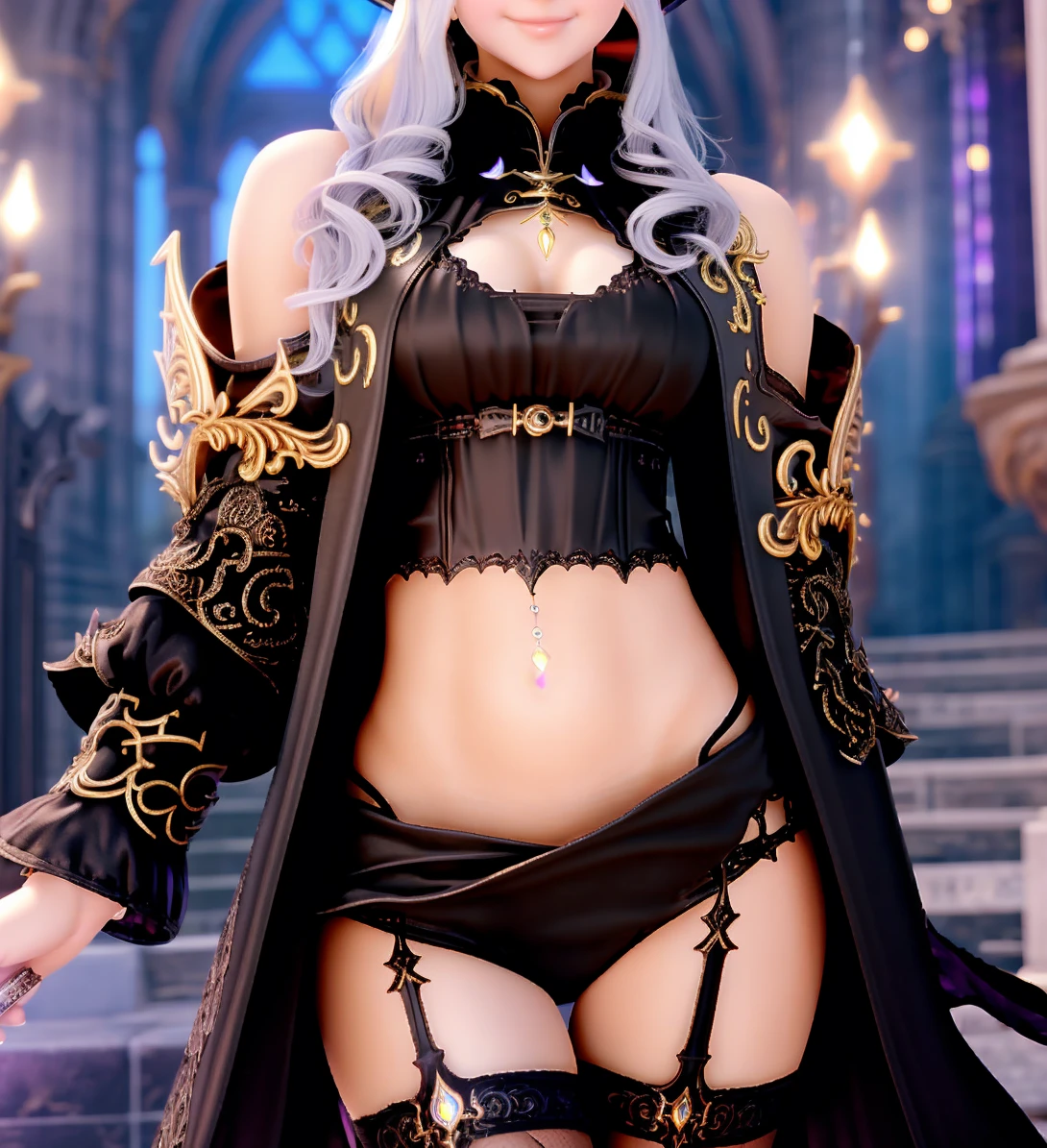 Masterpiece, 4K, highly detailed, magic, fantasy universe, final fantasy xiv black mage, beautiful woman wearing mage_glam, (final fantasy black mage robes and hat, black gloves, beautiful mage robe with superb golden runes embroidery, magical runes:1.2), casting a spell,half body clear picture, smiling at the viewer, dark haired black mage, extreme amount of detail, (make every pixel count in drawing the most beautifully detailed art you can, beautifully detailed skin:1.1), analog style, magical glowing colors, symmetric, centered, closeup, feminine, athletic, fit, narrow waist, high, contrasted colors, realistic body proportions, realistic, photo-realistic, 8k, highly detailed, led light, laser lights,fruit-flavored, (thepit bimbo:0.5), glossy,anatomically correct, symmetrical anatomy, high fantasy castle background, pixies,<lora:Mage_Glam:0.755>, beautiful ulzzang-6500 face