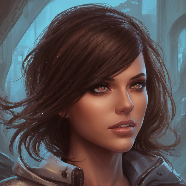 A photo of No-one9 a woman dressed as cyberpunk,Dark brown eyes, portrait, highly detailed, digital painting, artstation, concept art, smooth, sharp focus, illustration, cinematic lighting, 4K HQ, sharp focus, (Ultra realistic [[photo]], detailed face:1.0), (detailed eyes:1.0), (realistic photo:1.1), (masterpiece:1.0), detailed background, full body shot, by Antonio J. Manzanedo
