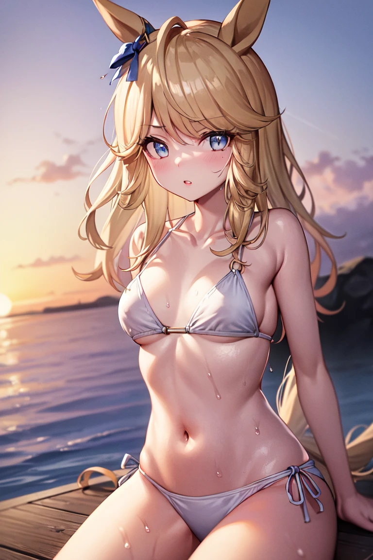 (masterpiece),(Highest quality),(Super detailed),(High resolution),(Highest quality),(An illustration),8k,woman,Shiny skin,Beautiful Skin,Beautiful Face,Micro Bikini,body shines with oil,Sandy Beach,(armpits)