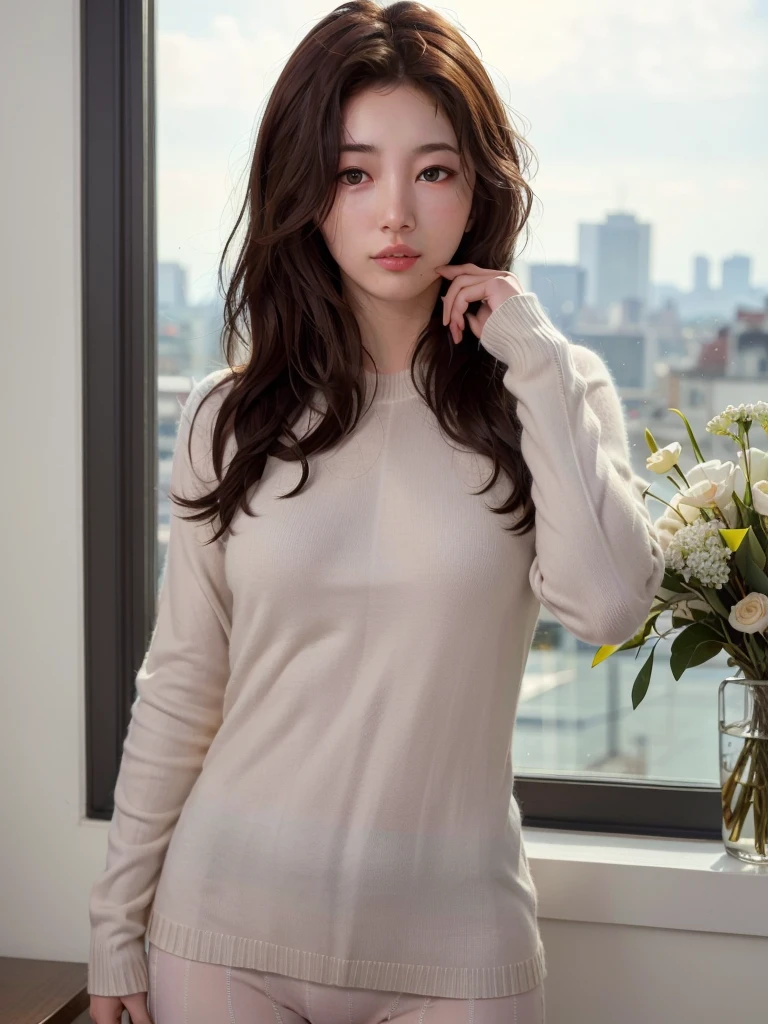 photorealistic,realistic, solo, photorealistic, best quality, ultra high res,
standing by the window in a soft gray cashmere sweater and leggings,
beautiful, masterpiece, best quality, extremely detailed face, perfect lighting, solo,1girl,
best quality, ultra high res, photorealistic,
ultra detailed,
masterpiece, best quality,
<lora:suzy_v1:0.7>,suzy1