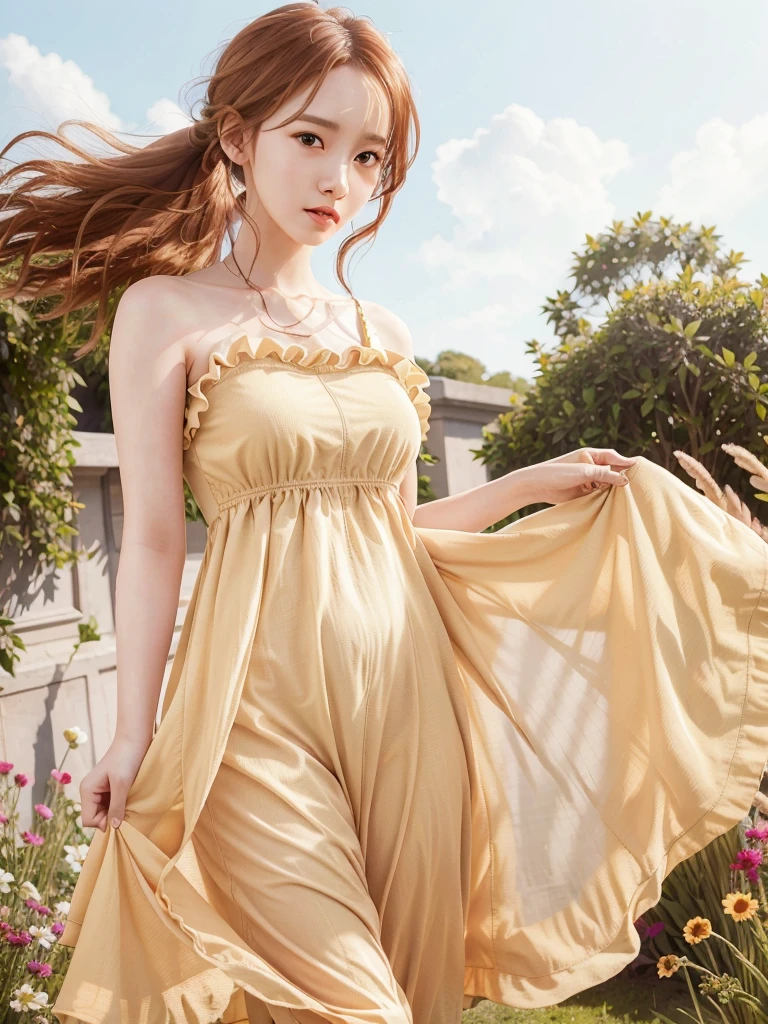 photorealistic,realistic, solo, photorealistic, best quality, ultra high res,

blonde hair in a ponytail, wearing a yellow sundress, breeze blowing through the grass,


beautiful, masterpiece, best quality, extremely detailed face, perfect lighting, solo,1girl,

best quality, ultra high res, photorealistic,
ultra detailed,
masterpiece, best quality,
yoona1, <lora:yoona_v1:0.8>