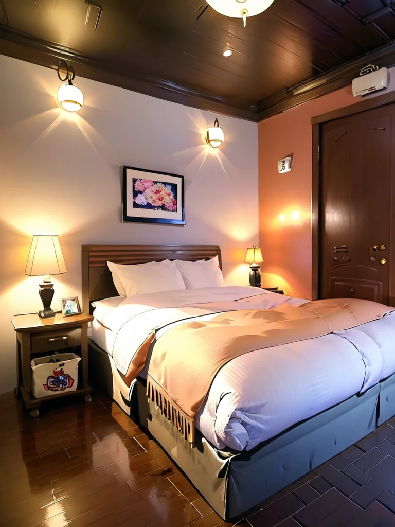 masterpiece, best quality, ultra-detailed, illustration,
(1girl:1.4), solo, school uniform, school bag,
lovehotel, lamp, bed, indoors, wooden floor, table, carpet, door, pillow, couch, nightpanel,
<lora:lovehotelV42:0.8>