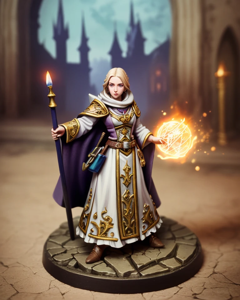 pmini style,  a painted miniature of a female human mage, close-up shot, the background is the library in a wizard tower, detailed face, fantasy game, character design,  Intricate, High Detail, Sharp focus, dramatic, photorealistic art