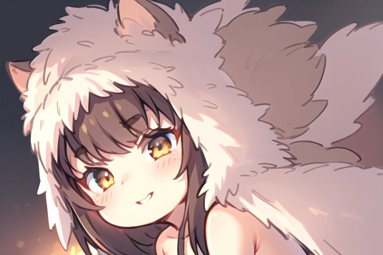 Original Characters, Best Shadows, Deep Depth Of Field, Sharp Focus, Portrait Of Stunningly Beautiful Petite Girl, Soft Delicate Beautiful Attractive Face With Alluring Brown Eyes, Lovely Small Breasts, Sharp Eyeliner, Seductive Smiling, Close Mouth, Windswept Disheveled Brown Hair, Thick Layered Medium Hairstyles, Blush Eyeshadow With Thick Eyelashes, Parted Lips, (Eskimos Tribal Fur-Parka With Fur-hood And Fur-Gloves:1.1), [Glittering Night Sky], (Only One Hope Light In Girl Hands:1.25), (Highest Quality, Amazing Details:1.4), Masterpiece, Bloom, Picturesque, Focus With Light