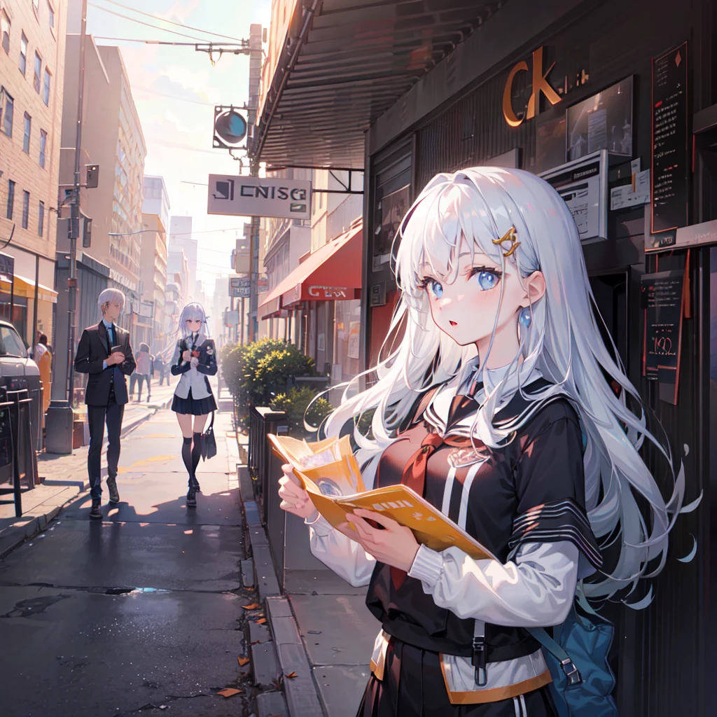 (((masterpiece,best quality,official art,extremely detailed CG unity 8k wallpaper))),illustration,landscape,solo,1girl,bishojo,beautiful detailed eyes,Student uniforms