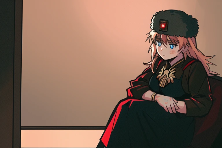 postapocalypse, High detail RAW color Photo, closeup shot, of (rebellious Polish woman, wearing Slavic attire, military Cossack Ushanka), (sitting on couch in (Atompunk) soviet union living room), (Cyrillic tattoos), (elegant, beautiful face), (retrofuturism), mechanical, gears, (detailed skin), (oil:0.6), (tesla coil:0.4), (Nixie tube:0.8), (highly detailed, hyperdetailed, intricate), (bloom:0.4), soft lighting, (side lighting:0.8), shadow casting, deep focus, photographed on a Leica 10772 M-P, 85mm macro lens, F/8 aperture, film still, (Cursed soldiers, rebellion)