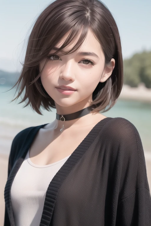 (RAW photo:1.2), (photorealistic:1.4),(masterpiece:1.3),(best quality:1.4),ultra high res,(detailed eyes),(detailed facial features),(detailed clothes features),HDR,8k resolution, solo focus, bangs, skin tight, (shiny skin),(slender girl),dreamlike,
(extreme detailed illustration),check commentary,commentary request,scenery,no text,
<lora:VirtualGirl-Rin:0.2>,VirtualGirl-Rin, small breasts, bob hair, short hair, brown hair, brown eyes,black choker,
1girl, upper body,
Pink spotted cotton pajamas,
Pink cotton pajamas,
White cotton slippers,
happy,smile,