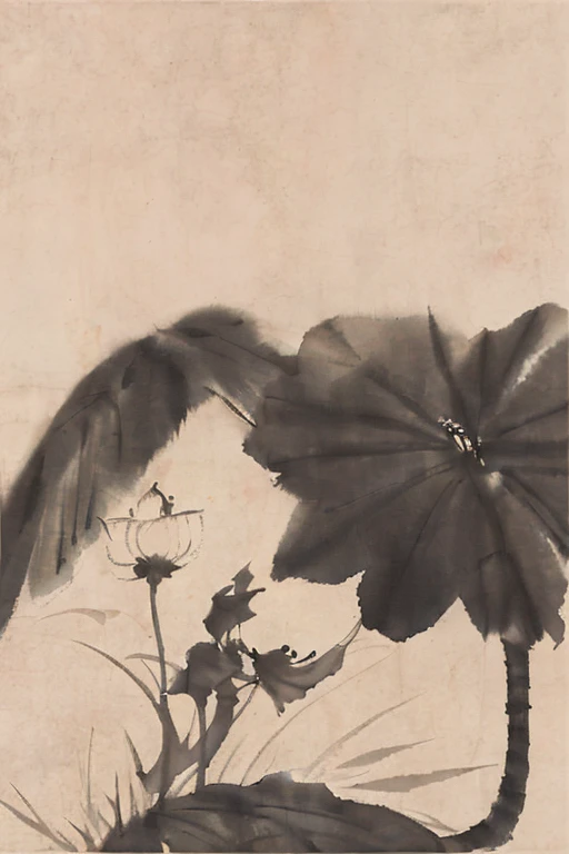 shukezouma, negative space, shuimobysim, (Minimalism:1) , lotus, <lora:shuimobysimV3:0.8> <lora:shu:1>