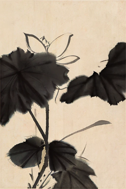 shukezouma, negative space, shuimobysim, (Minimalism:1) , lotus, <lora:shuimobysimV3:0.8> <lora:shu:1>