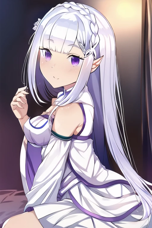 best quality, highres,ultra-detailed, from_side, solo_focus, <lora:EmiliaV6:1>, Emilia,