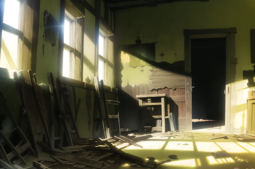 howlbgs, old house, inside, sunlit, messy,<lora:howlbgs:1>