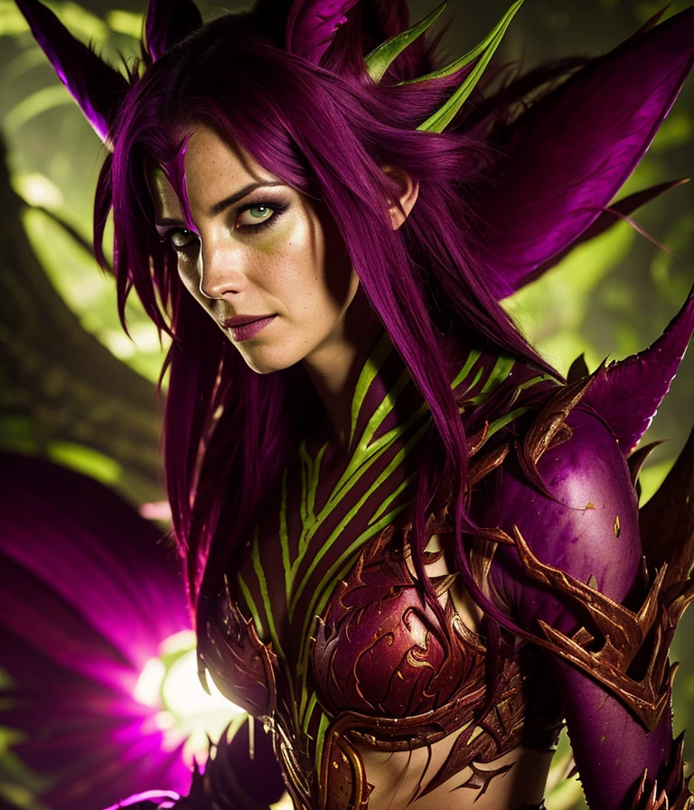 solo mid shot portrait photo of [Katie Holmes|Eva Green] as [Julianne Hough|Summer Soderstrom] as a real life (Zyra from League of Legends:1.28)
dark fantasy background
by Dan Flavin and Blek Le Rat
ultra realistic highly detailed intricate photorealistic analog style photograph
sharp focus on eyes, cinematic lighting