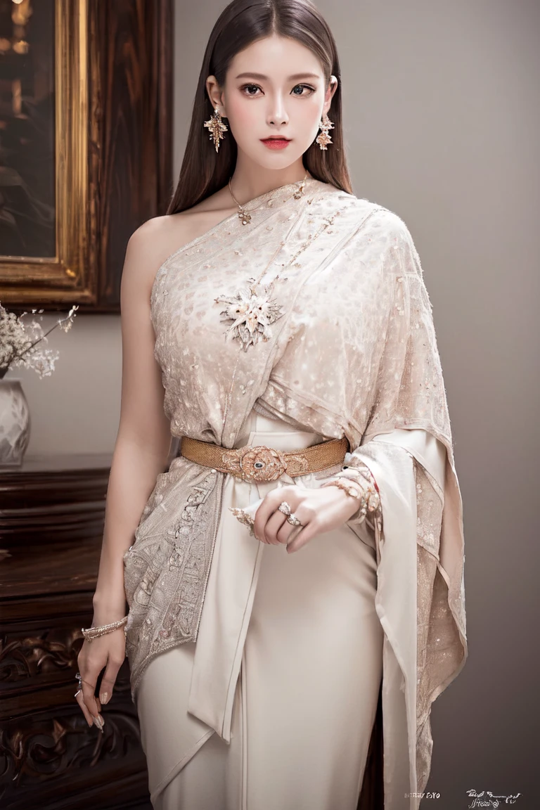 (photorealistic:1.5),(raw photo:1.2),(extremely detailed CG:1.2), (masterpiece:1.2), (best quality:1.2)
,(1girl),((solo)),(white tradition dress),white dress,(flower:1.25),(tradition shawl),
,(dynamic light),<lora:thai_tradition-7:0.95> , <lora:koreanDollLikeness_v10:0.45>